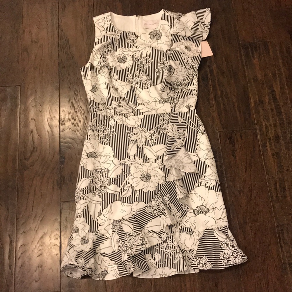 Floral black white semi formal dress